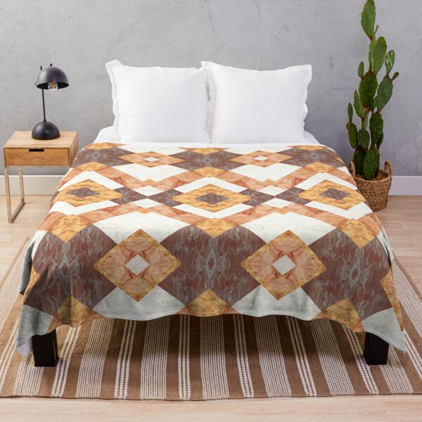 Item preview, Marble texture floor style pattern with geometric shapes and shades of white, gold and orange designed and sold by CiniArt.