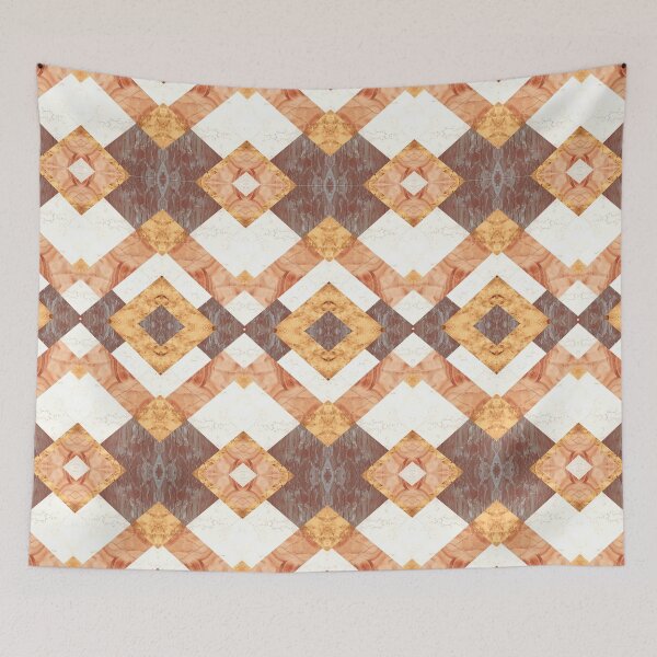Item preview, Marble texture floor style pattern with geometric shapes and shades of white, gold and orange designed and sold by CiniArt.