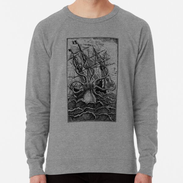 Item preview, Vintage Kraken attacking ship illustration designed and sold by monsterplanet.