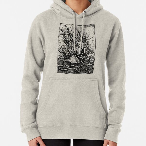 Vintage Kraken attacking ship illustration Pullover Hoodie