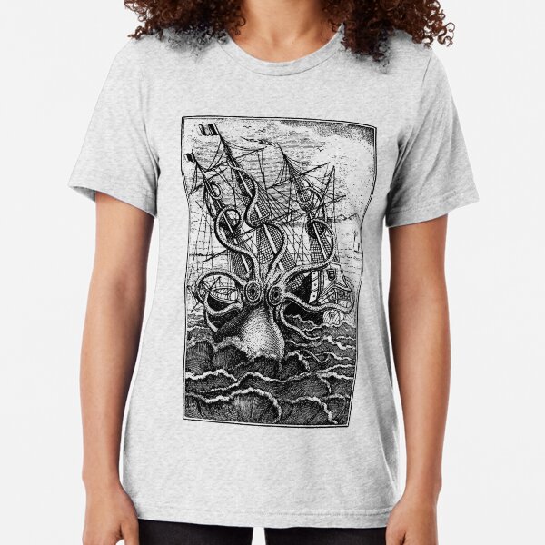 Artikel-Vorschau von Vintage Kraken angreifende Schiffsillustration, designt und verkauft von monsterplanet.
