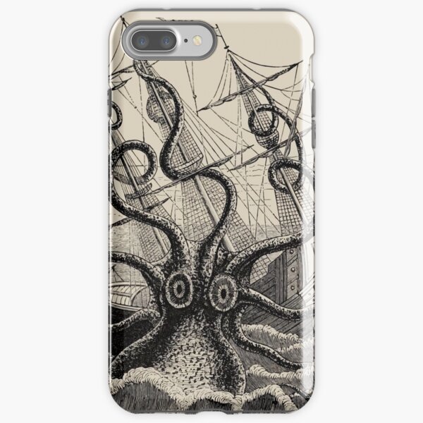 Item preview, Vintage Kraken attacking ship illustration designed and sold by monsterplanet.