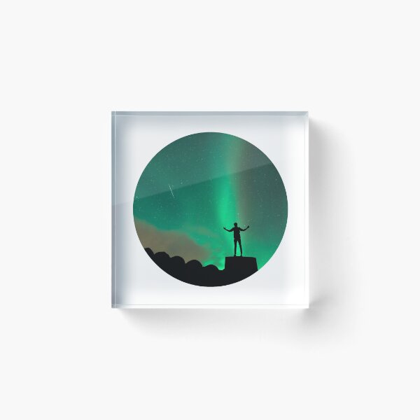Item preview, man inspire by magnetic green northern lights skies with a falling star designed and sold by ImRotem.