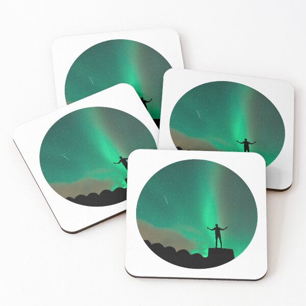 Item preview, man inspire by magnetic green northern lights skies with a falling star designed and sold by ImRotem.