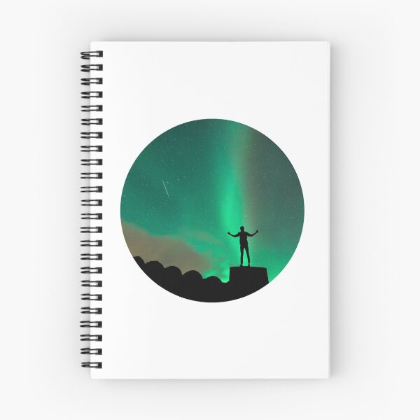 Item preview, man inspire by magnetic green northern lights skies with a falling star designed and sold by ImRotem.