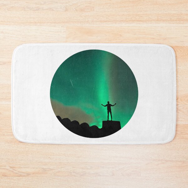 Item preview, man inspire by magnetic green northern lights skies with a falling star designed and sold by ImRotem.