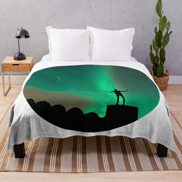 Item preview, man inspire by magnetic green northern lights skies with a falling star designed and sold by ImRotem.