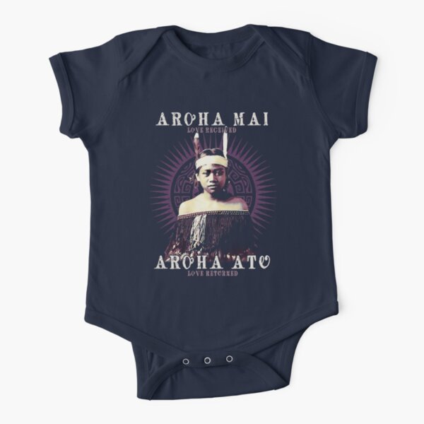 Love Received Love Returned, Traditional Maori Proverb, Maori Design, New Zealand Short Sleeve Baby One-Piece