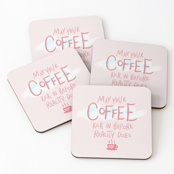 Item preview, May Your Coffee Kick In Before Reality Does Funny Pink Quote Digital Illustration designed and sold by AlmightyClaire.