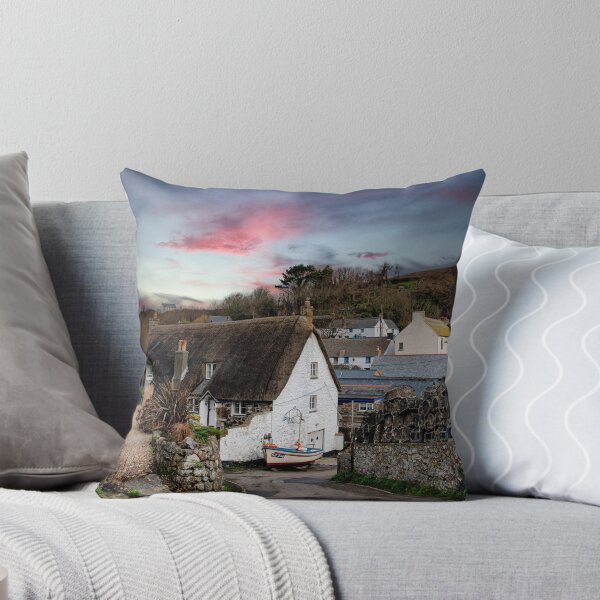 Item preview, Cadgwith  Boat and cottage Cornwall sunset designed and sold by kathleenjean.