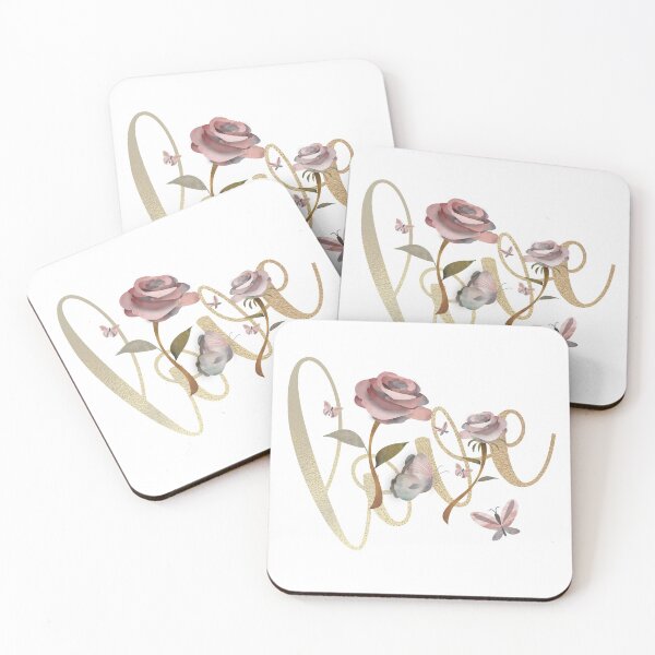 Item preview, Shabby chic vintage floral LOVE wild rose and butterflies - Caroline Laursen Original designed and sold by Caroline Laursen.