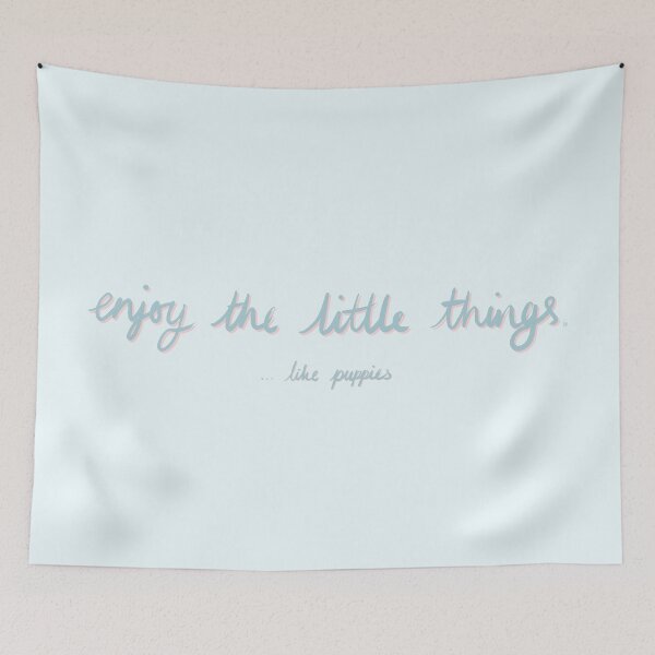 Item preview, Enjoy the little things...like puppies Funny Blue Pink Quote Digital Illustration designed and sold by AlmightyClaire.