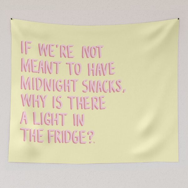 Item preview, Midnight Snacks Funny Pink Quote Digital Illustration designed and sold by AlmightyClaire.