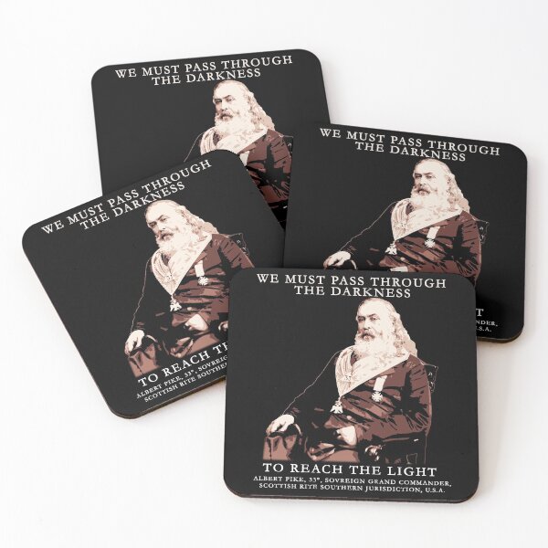 Item preview, Albert Pike, Freemasonry Quote Masonic Design, We Must Pass Through Darkness designed and sold by Proverbial Wisdom Design.
