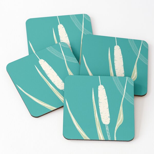 Item preview, Botanical illustration of cattail - teal designed and sold by AubeGoulet.