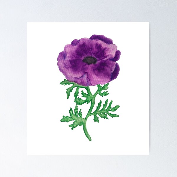 Item preview, Watercolor anemone coronaria design designed and sold by muffinstandd.