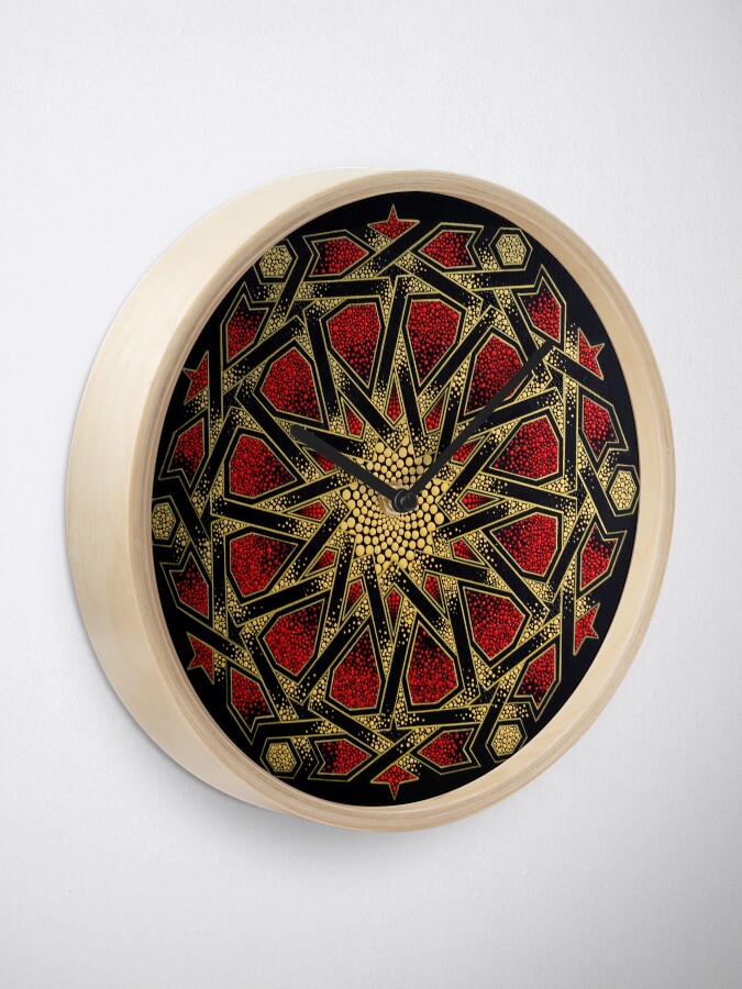 Thumbnail 1 of 4, Clock, Golden mosaic - Geometric dot art designed and sold by ImaaniArt.