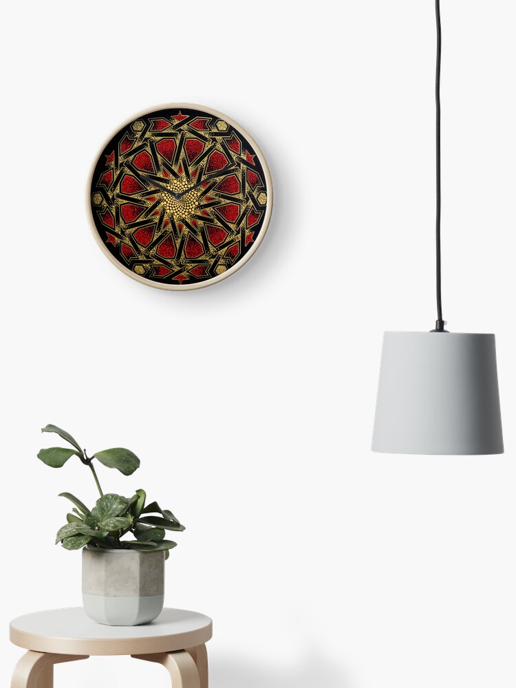 Thumbnail 2 of 4, Clock, Golden mosaic - Geometric dot art designed and sold by ImaaniArt.