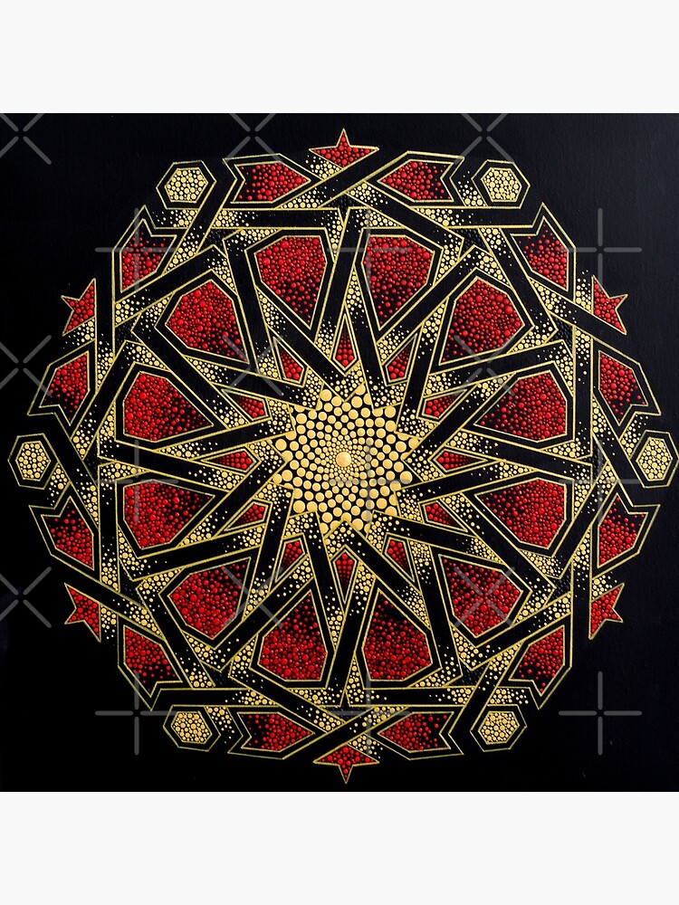 Thumbnail 4 of 4, Clock, Golden mosaic - Geometric dot art designed and sold by ImaaniArt.