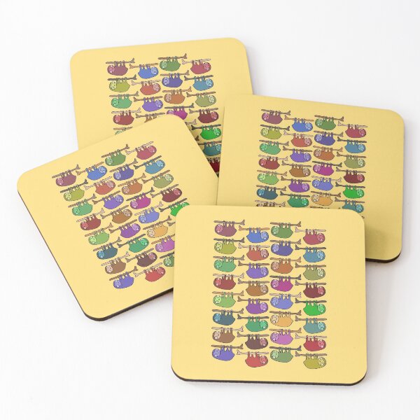 Item preview, Colorful Hanging Sloth Pattern (yellow) designed and sold by Davey's Designs.