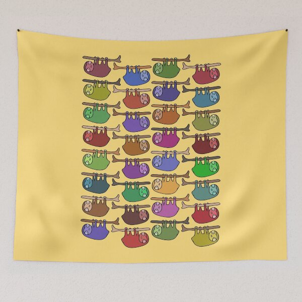 Item preview, Colorful Hanging Sloth Pattern (yellow) designed and sold by Davey's Designs.