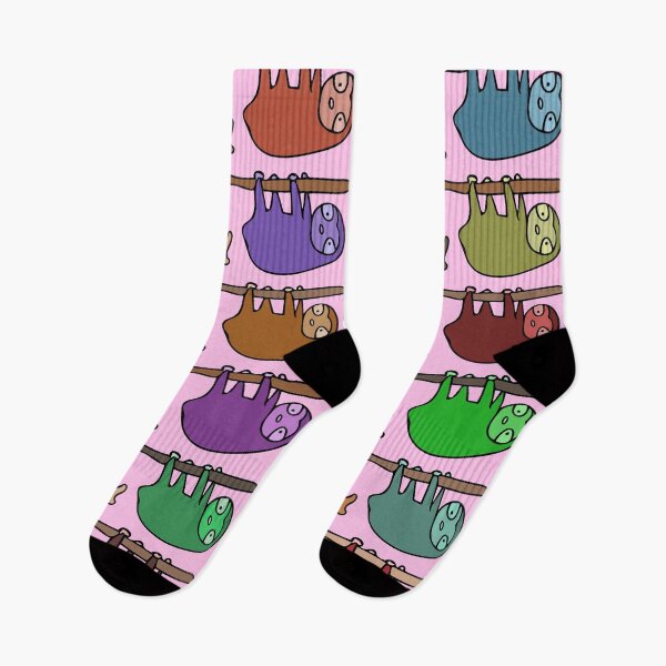 Item preview, Cute and Colorful Hanging Sloth Pattern (pink) designed and sold by Davey's Designs.