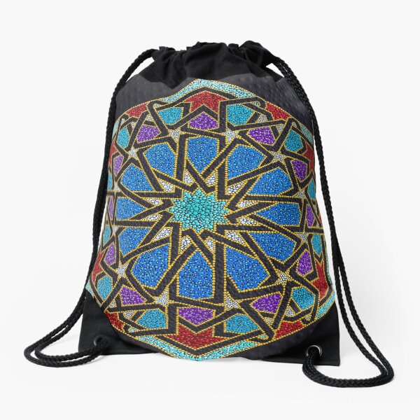 Colorfull mosaic - dot geometry art Drawstring Bag