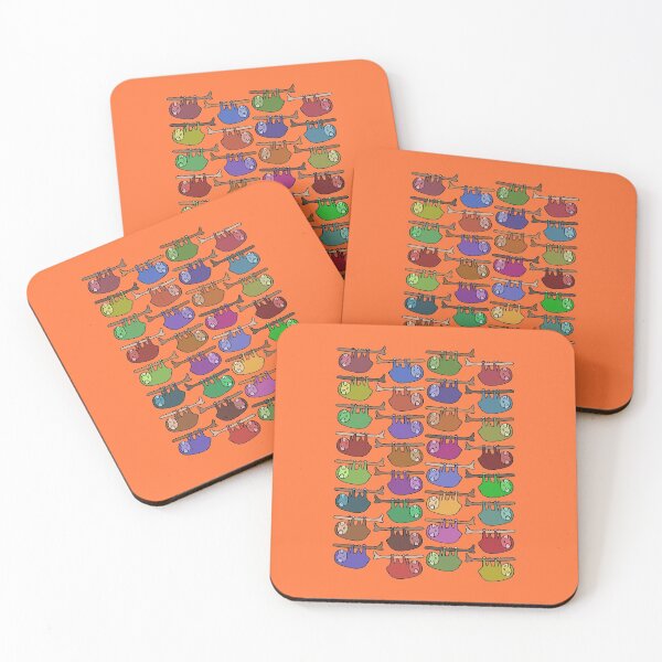 Item preview, Cute and Colorful Hanging Sloth Pattern (orange) designed and sold by Davey's Designs.