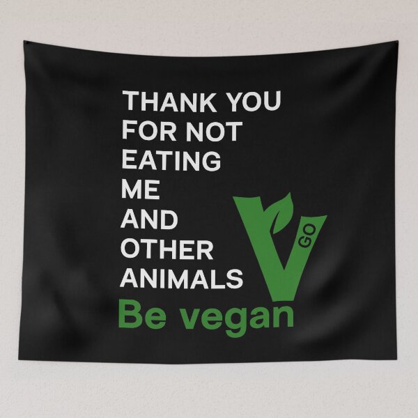 Item preview, Thank you for not eating me and other animals - vegan message - dark BG designed and sold by reIntegration.