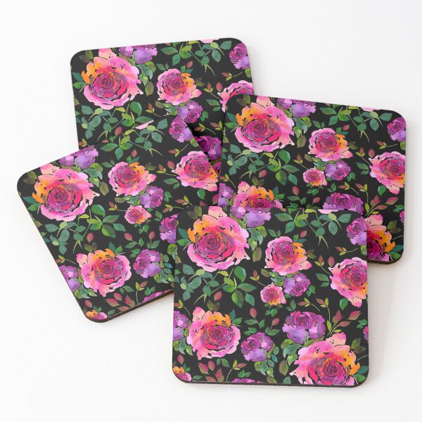 Item preview, Bright Summer Roses Blackground designed and sold by YoginisBliss.