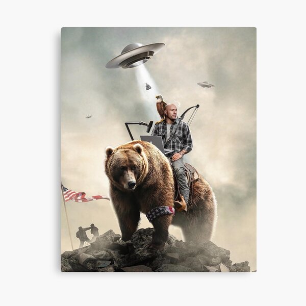 Joe Rogan Riding A Bear (+ Aliens) Canvas Print