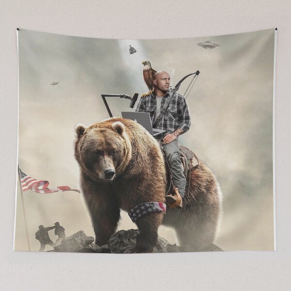 Item preview, Joe Rogan Riding A Bear (+ Aliens) designed and sold by kronotic.