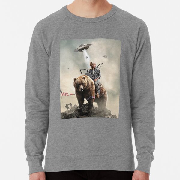 Joe Rogan Riding A Bear (+ Aliens) Lightweight Sweatshirt