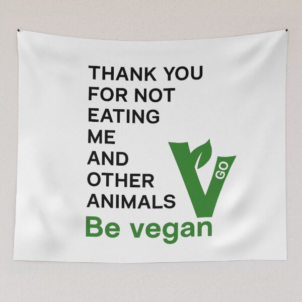 Item preview, Thank you for not eating me and other animals - vegan message - bright BG designed and sold by reIntegration.