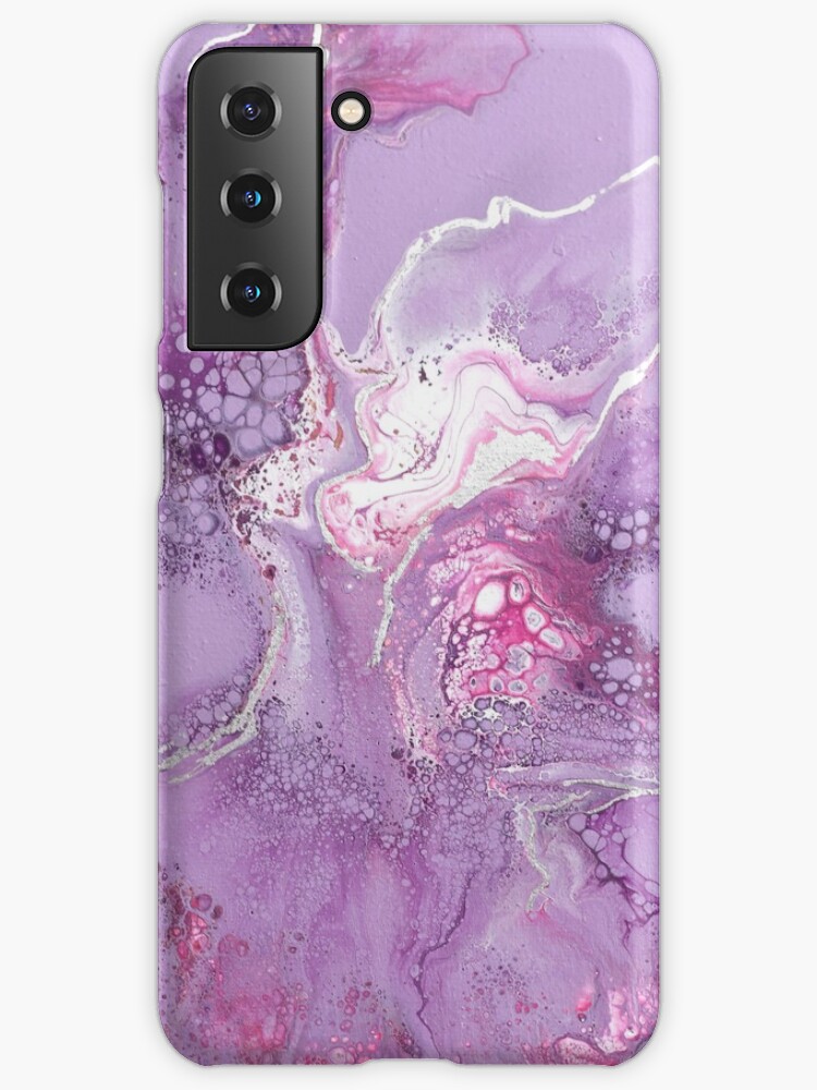 Thumbnail 1 of 4, Samsung Galaxy Phone Case, Purple flower - Dutch pour acrylic fluid art designed and sold by ImaaniArt.
