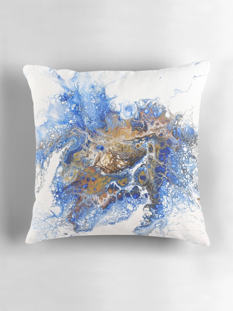 Thumbnail 3 of 4, Pillow, Color explosion - Dutch pour acrylic fluid art designed and sold by ImaaniArt.