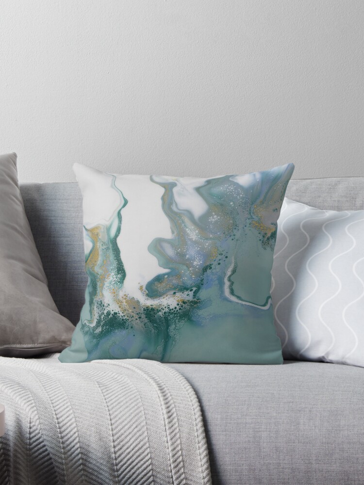 Thumbnail 1 of 4, Pillow, Smokey flames - Dutch pour acrylic fluid art designed and sold by ImaaniArt.