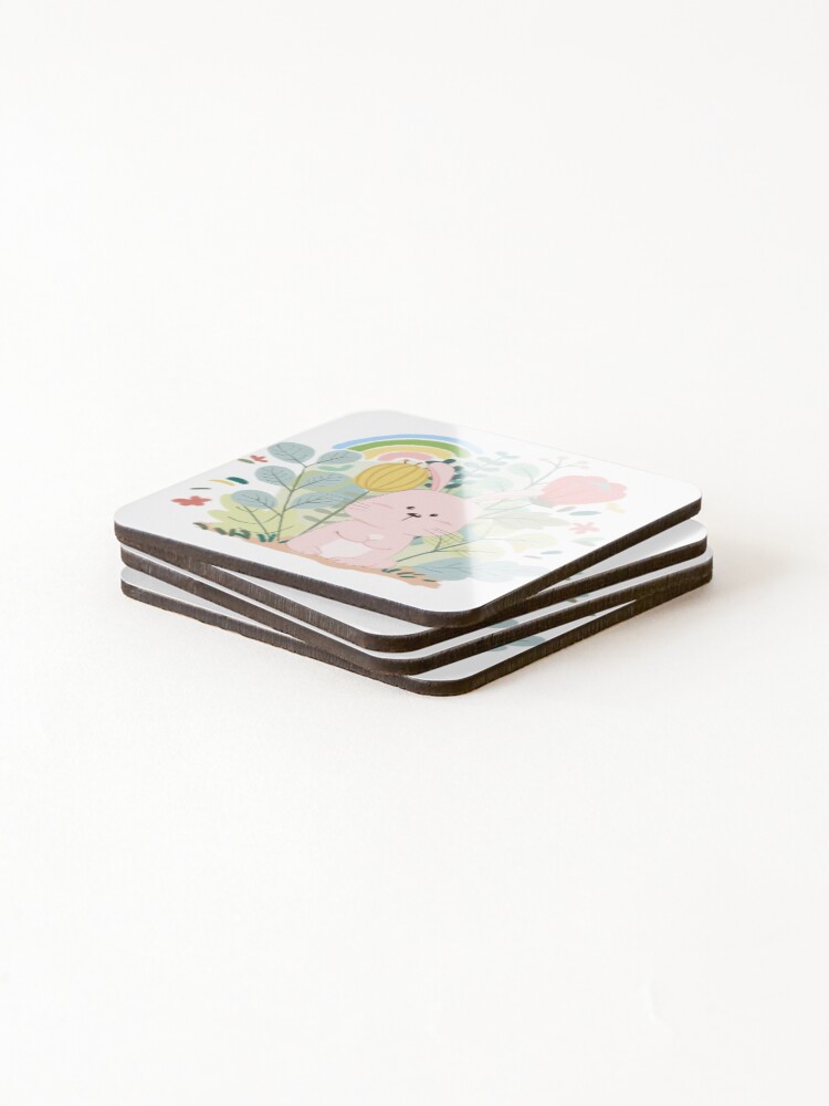 Thumbnail 4 of 5, Coasters (Set of 4), Hello Spring Rabbit designed and sold by bowmee.