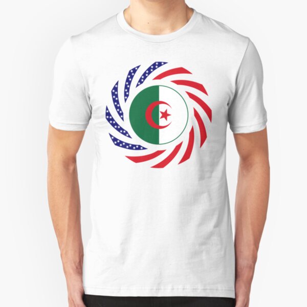 Algerian American Multinational Patriot Flag Slim Fit T-Shirt