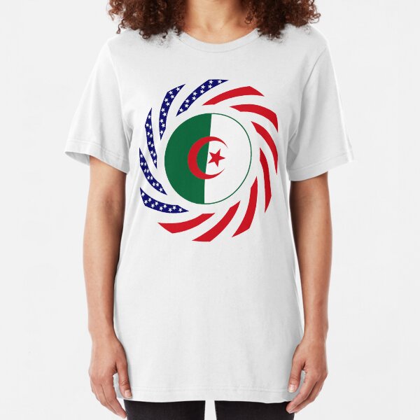 Algerian American Multinational Patriot Flag Slim Fit T-Shirt
