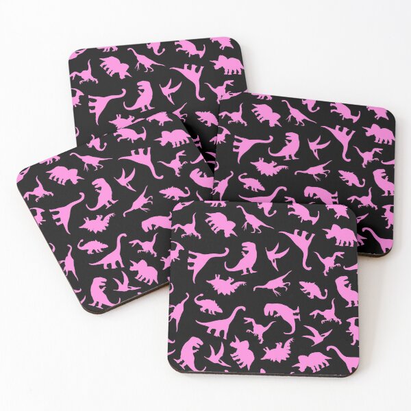 Item preview, Fun Dinosaur Pattern (Pink On Black) designed and sold by jezkemp.
