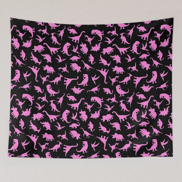 Item preview, Fun Dinosaur Pattern (Pink On Black) designed and sold by jezkemp.
