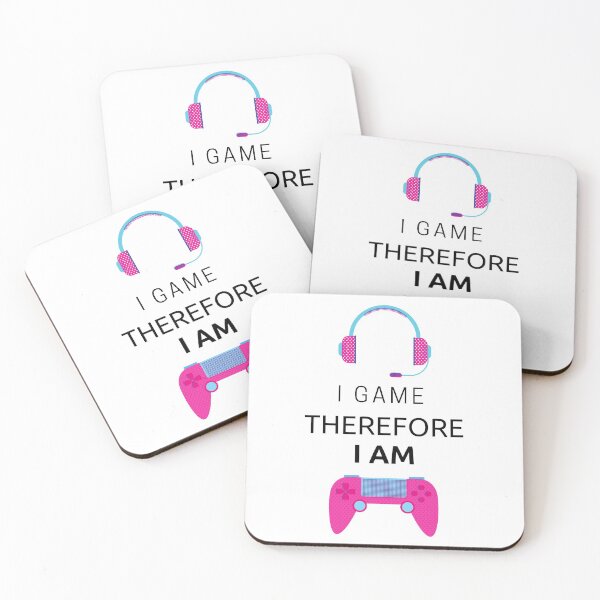 Item preview, I Game Therefore I Am Pink Gamepad And Headphones designed and sold by LuckyKermit.