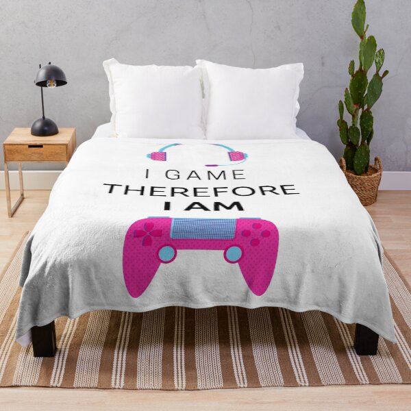 Item preview, I Game Therefore I Am Pink Gamepad And Headphones designed and sold by LuckyKermit.