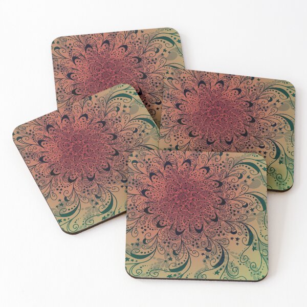 Item preview, Welcome to the Multiverse Mandala - Red Green - Black Stars designed and sold by Natalie Viola .