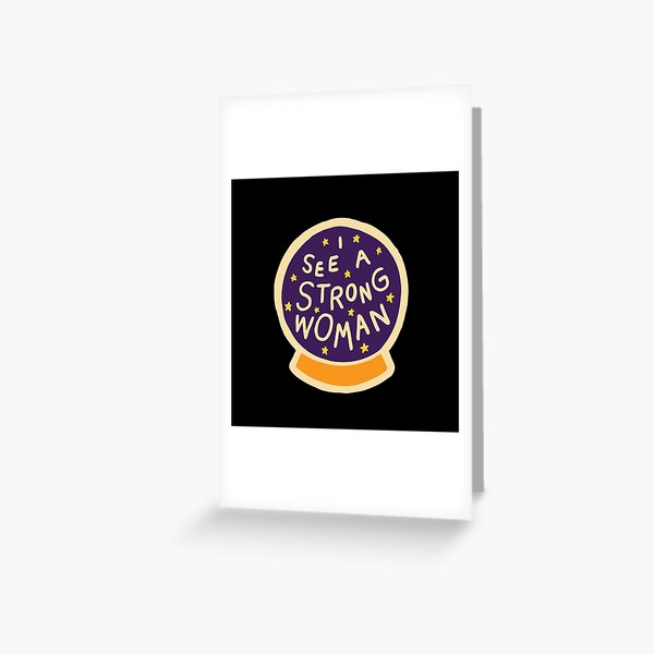 I see a strong woman on Black Greeting Card