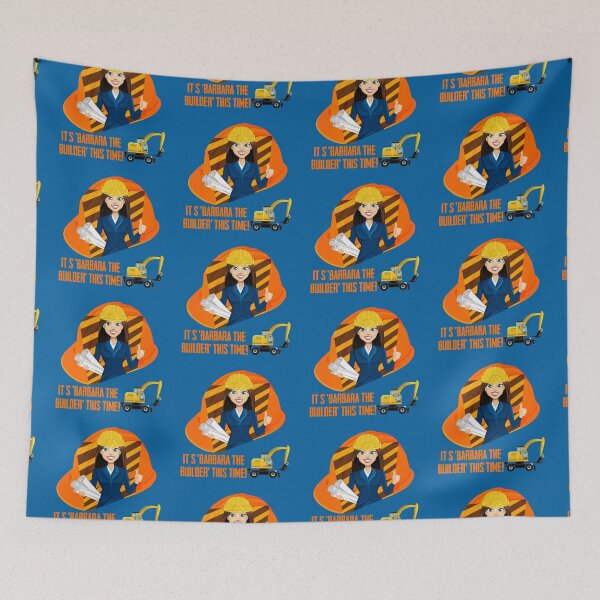 Item preview, It’s ‘Barbara the Builder’ This Time! (on Construction Blue) designed and sold by PawsitiveMum.