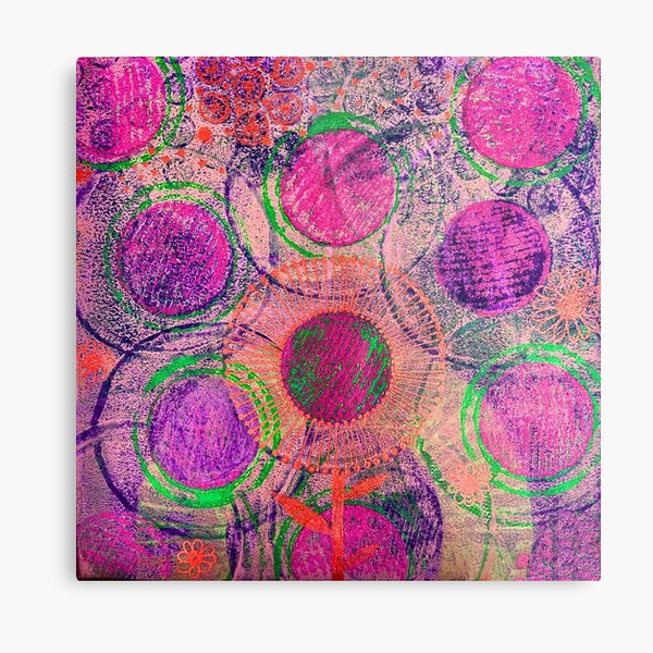 Circles and flowers abstract art Metal Print