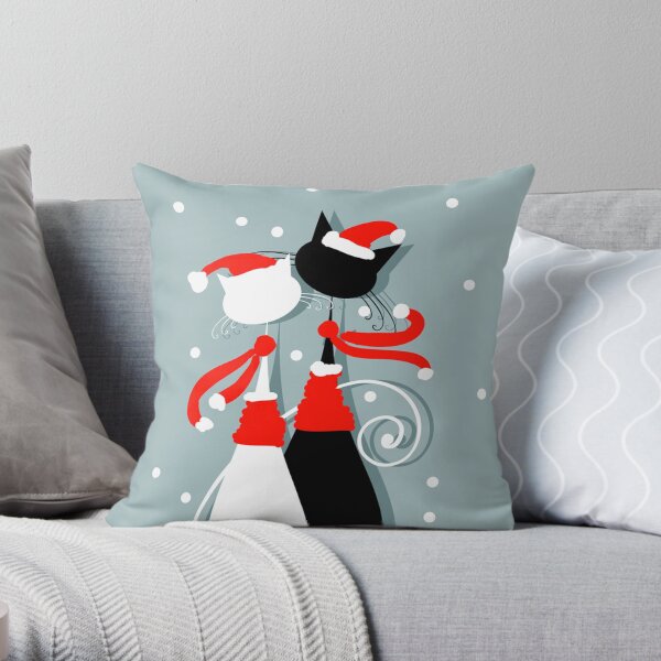 Amusing Christmas cats graphics Throw Pillow