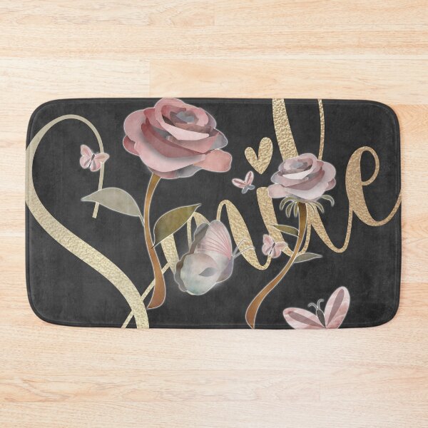 Item preview, Shabby chic vintage floral SMILE wild rose and butterflies designed and sold by Caroline Laursen.